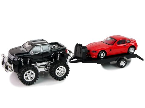 Zestaw Pojazdów Czarny Monster Truck Białe Laweta 58 cm Zestaw Pojazdów Czarny Monster Truck Białe Laweta 58 cm