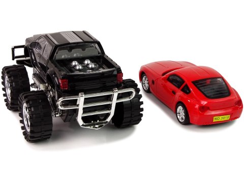 Zestaw Pojazdów Czarny Monster Truck Białe Laweta 58 cm Zestaw Pojazdów Czarny Monster Truck Białe Laweta 58 cm