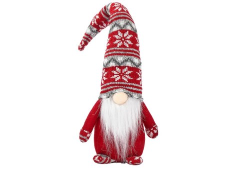 Krasnal Skrzat Świąteczny Szare Wzorki Czerwony 40cm Krasnal Skrzat Świąteczny Szare Wzorki Czerwony 40cm