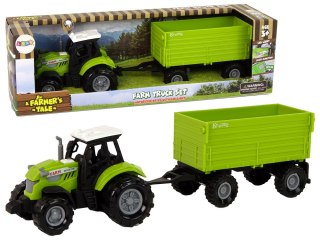 Traktor Rolniczy z Przyczepą Światłą Dźwięki Zielony