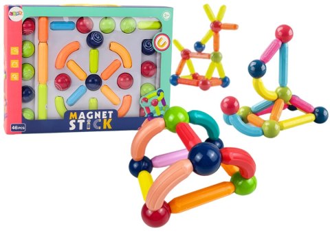 Zestaw Klocków Magnetycznych Konstrukcyjne 46El Kolorowe Zestaw Klocków Magnetycznych Konstrukcyjne 46El Kolorowe