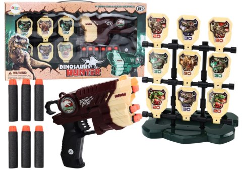 Zestaw Pistolet Z Tarczą Strzałki Piankowe Dinozaury Brązowy Zestaw Pistolet Z Tarczą Strzałki Piankowe Dinozaury Brązowy