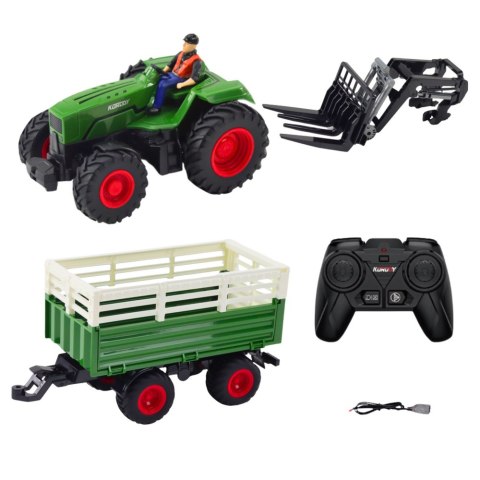 Traktor Rolniczy Z Przyczepą i Widłami Zdalnie Sterowany RC 2.4G Traktor Rolniczy Z Przyczepą i Widłami Zdalnie Sterowany RC 2.4G
