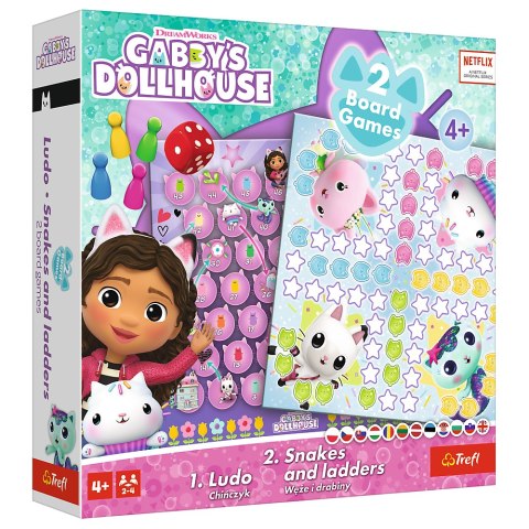 Gra 2w1 Chińczyk - Węże i drabiny Gabbys Dollhouse 02590