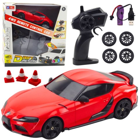 Auto Sportowe Do Driftu Wymienne Koła Zdalnie Sterowany RC 4WD Czerwone Auto Sportowe Do Driftu Wymienne Koła Zdalnie Sterowany RC 4WD Czerwone